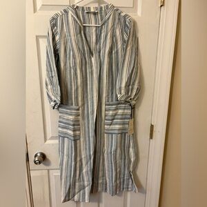 Worth Blue and White Striped Dress